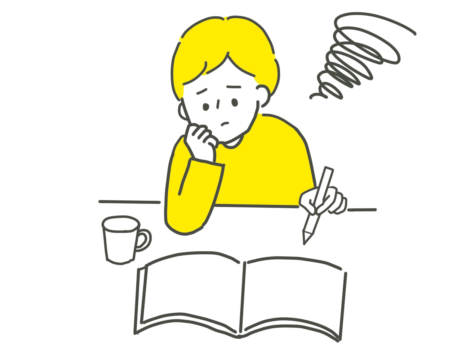 問題を間違えて困っている生徒のイラスト